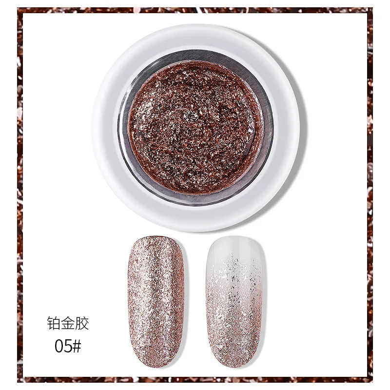 

12ML Nail Art Flash Platinum Glue Diamond Glue Gradient Glitter Phototherapy Nail Polish Glue Removable Bright Foil Gold Glue