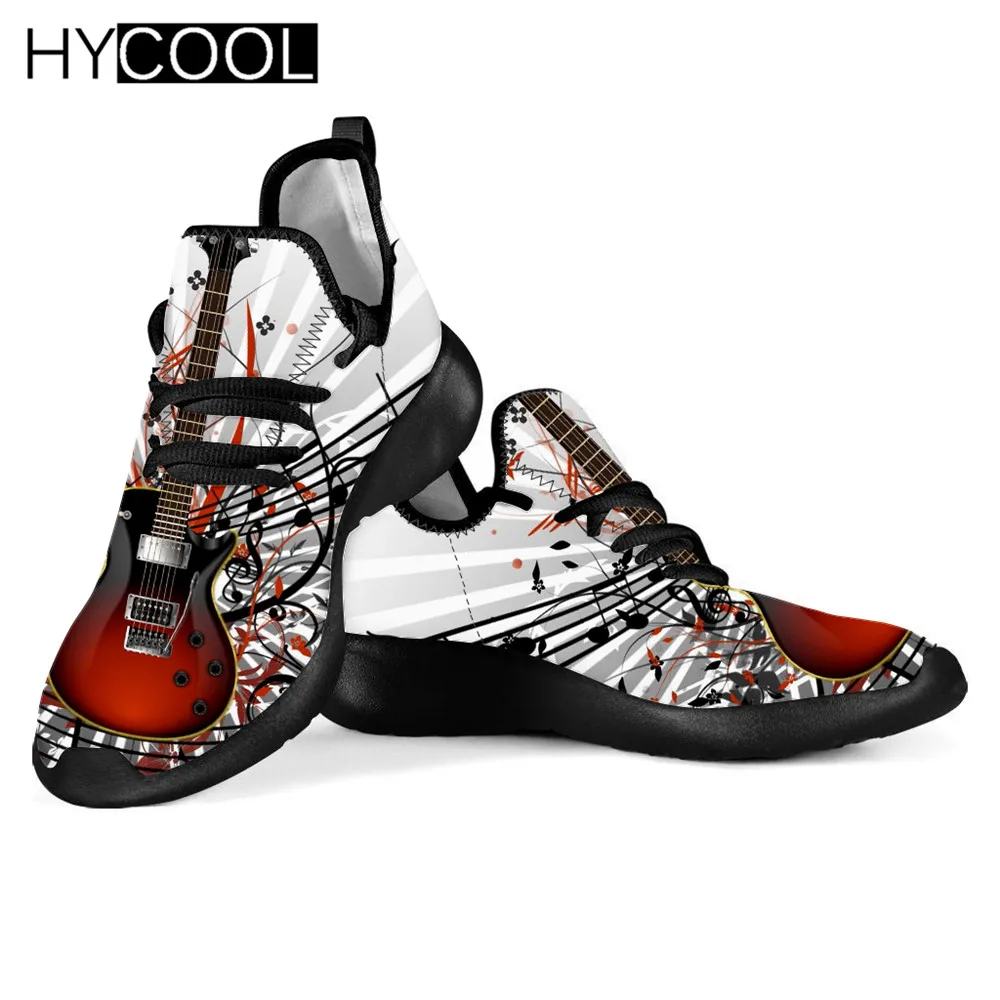 

HYCOOL New Trend Women Men‘s Comforts Flats Shoes Guitar Music Notes Printing Outdoor Sports Sneakers Gym Lace Up Footwear