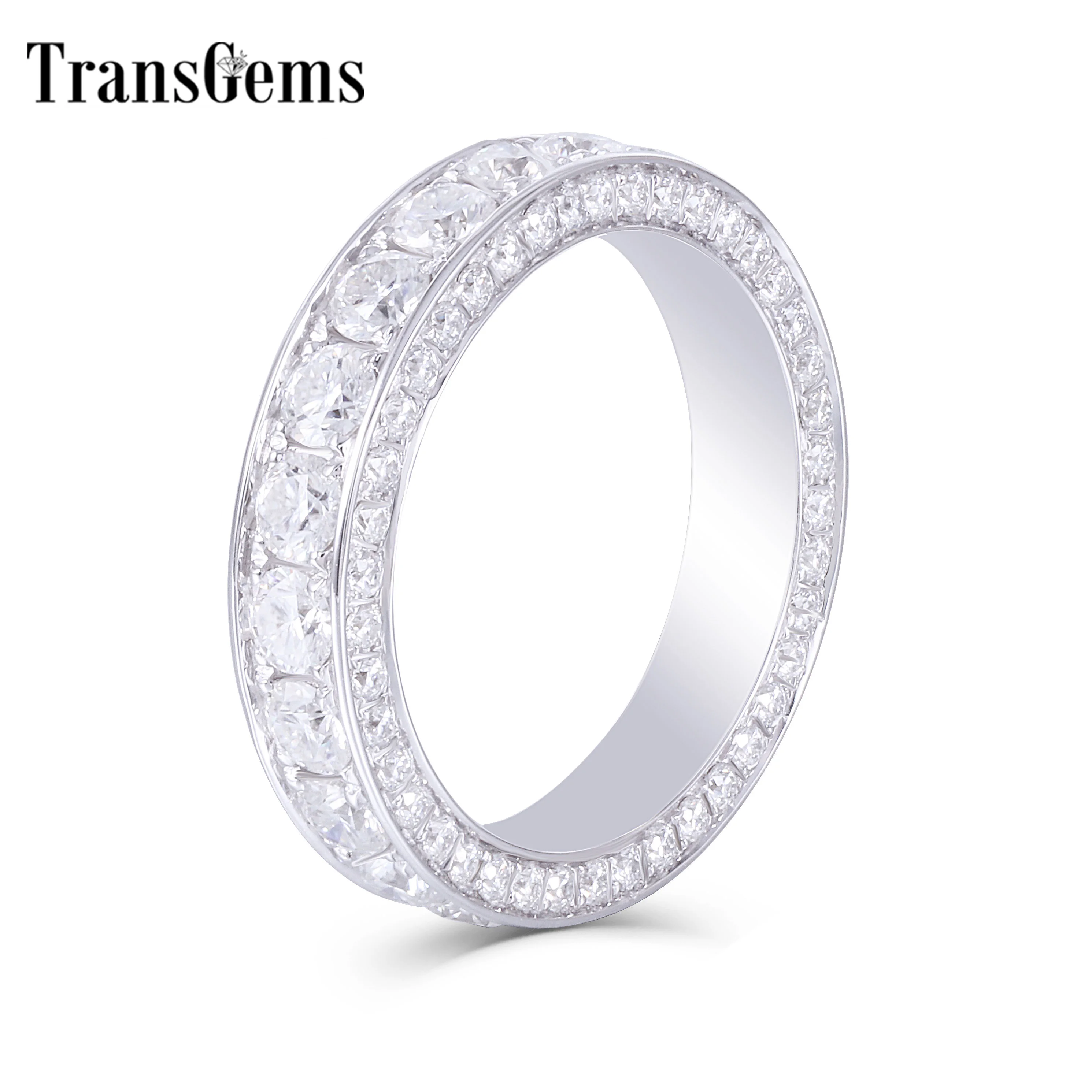 Transagems 14K белое золото F цветной Муассанит вечность юбилей свадебный браслет
