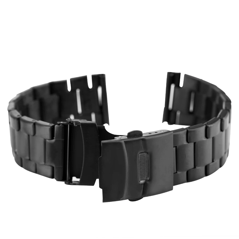 Ремешок из нержавеющей стали для мужских и женских наручных часов черный