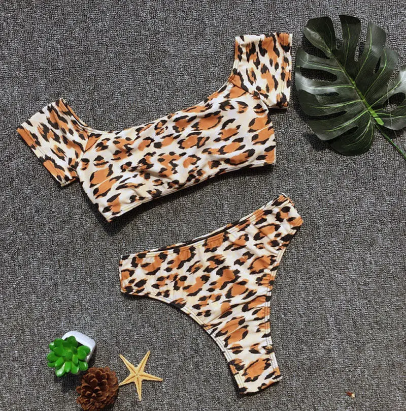 

Brief Sets Women Padded Bra Beach Swimsuit Bathing Suit HOT 2019 Summer Sexy Leopard Bras +Panties Swimsuit