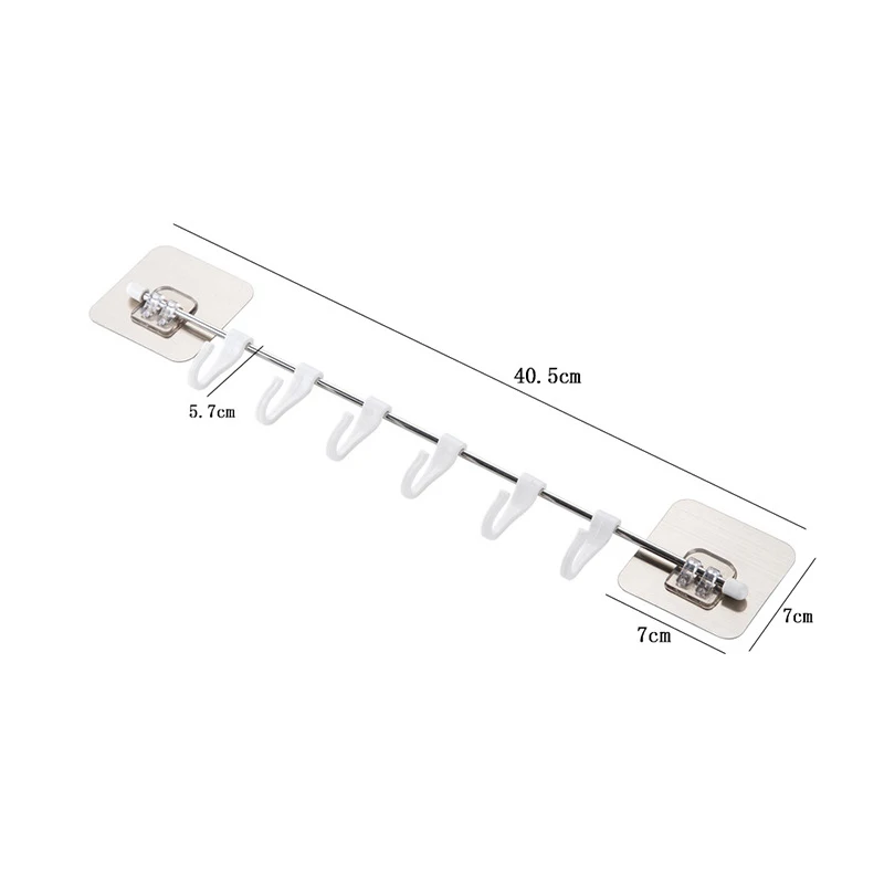

6 Rows Kitchen Hooks Home Storage Stainless steel Rack Hooks Pantry Chest Tools Towels Hanger Wardrobe Towel Rack Storage Shelf