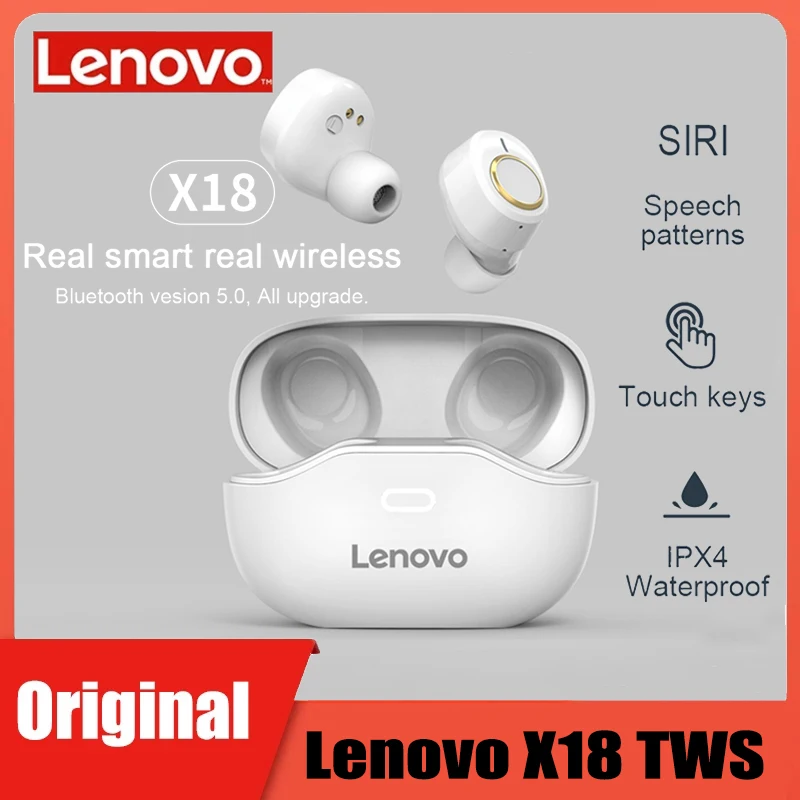 

Original Lenovo X18 True Wireless Earphone Bluetooth Headphones Dual Stereo Bass Earbuds with Mic Long Battery for Android/IOS