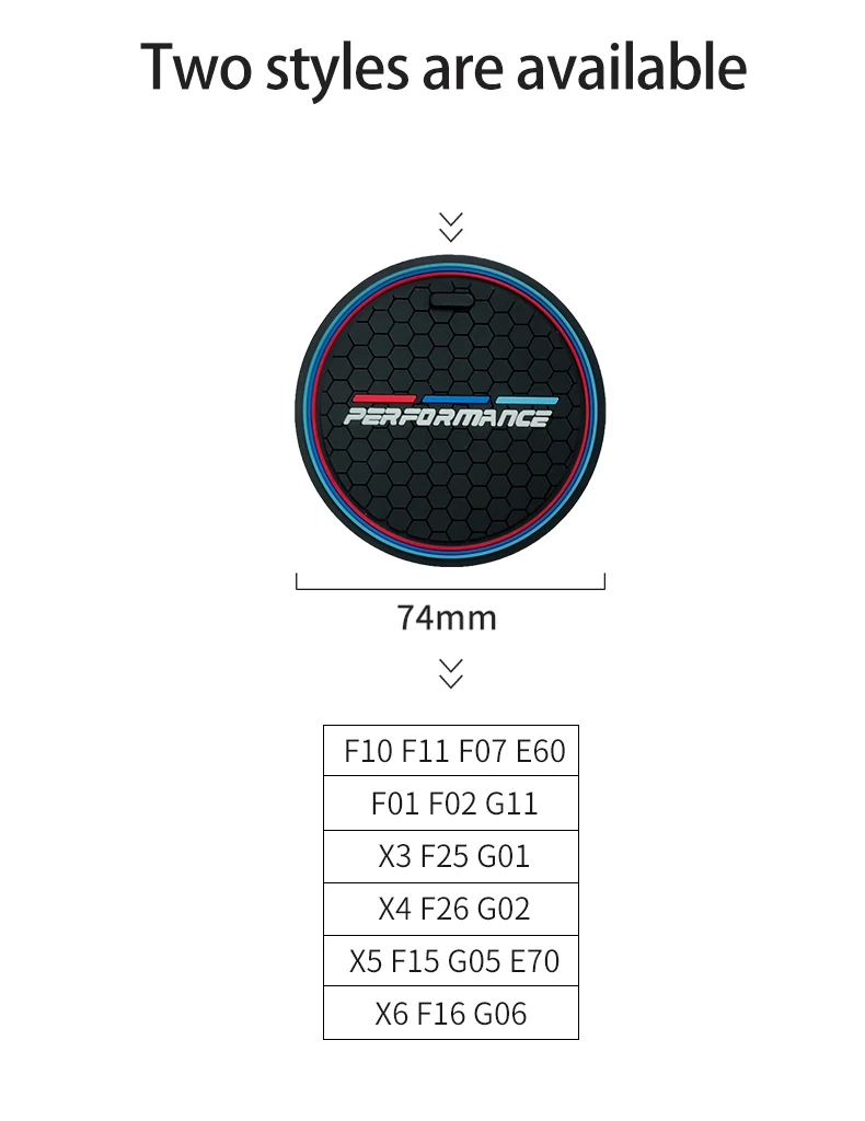 

2PCS Car Coasters Cup Holder Mats for BMW F10 F11 F07 E60 E61 F01 G11 F25 G01 G26 G02 F15 G05 E70 F16 G06 M Anti-slip Pad