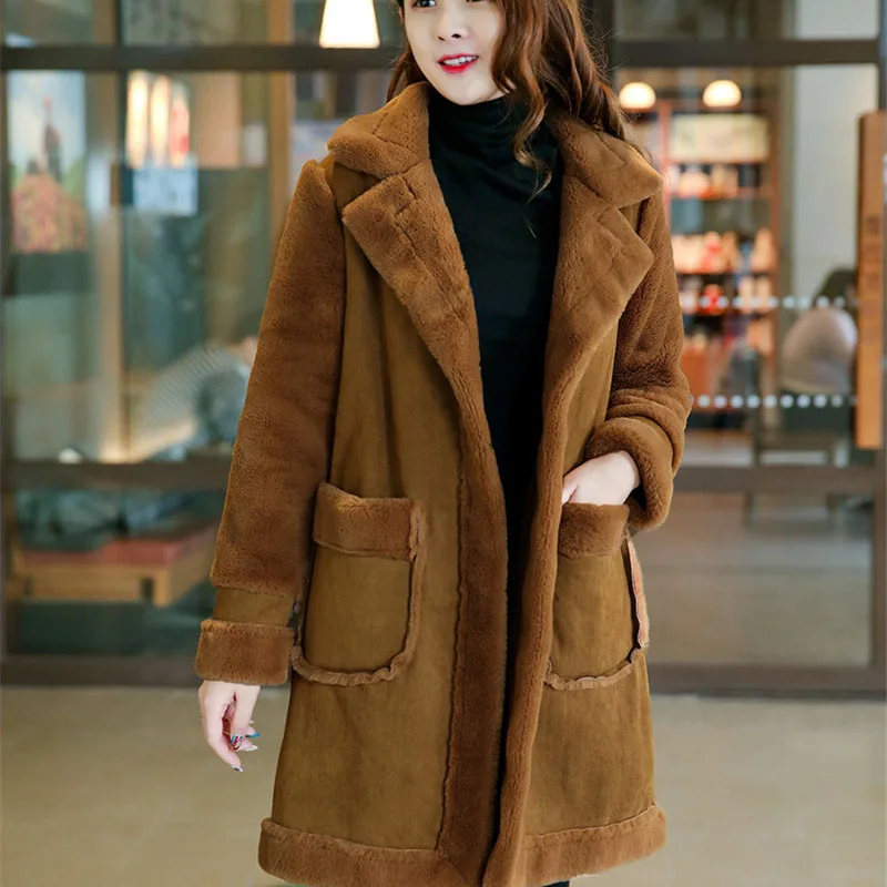 Новинка 2020 Женское зимнее пальто из овечьей шерсти утепленная замшевая стеганая