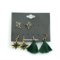 new christmas hanging hook earrings rhinestone star christmas tree drop earring stud earring for women girl party jewelry gifts