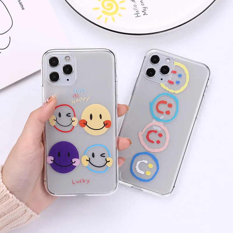 Cartoon Smiley and Daisy silicone phone case for iphone 12 13 pro max mini 7 x xr xsmax 8 plus 11 cute cover shell