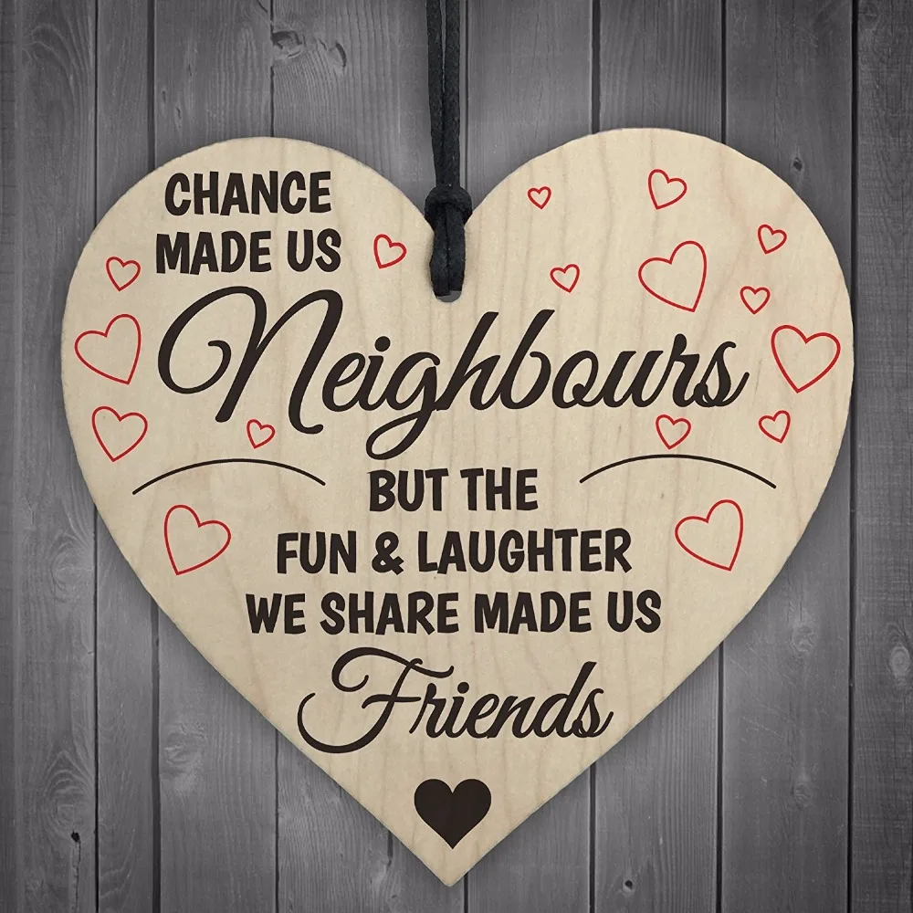 Wooden Heart-shaped Wood Crafts Neighbor plaque sign Special Use Christmas Home DIY Tree Decoration Small Pendant Accessories |