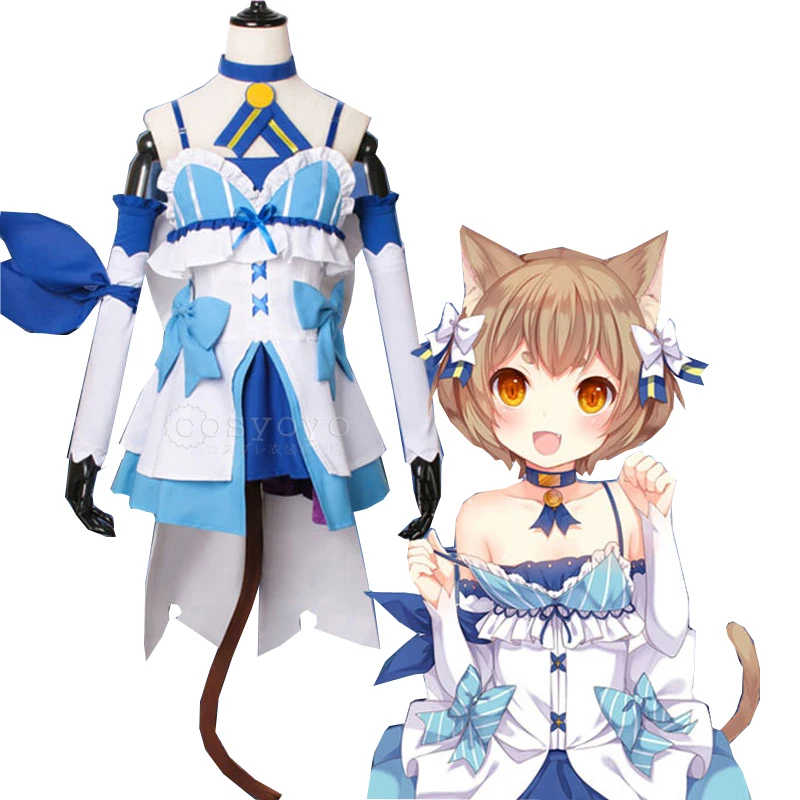 Женский костюм для косплея синий карнавала Хэллоуина с ушами и хвостом |