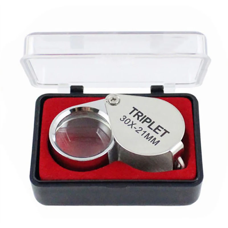 

Portable 30x Power 21mm Jewelers Magnifier Gold Eye Loupe Jewelry Store Magnifying Glass With Exquisite Box
