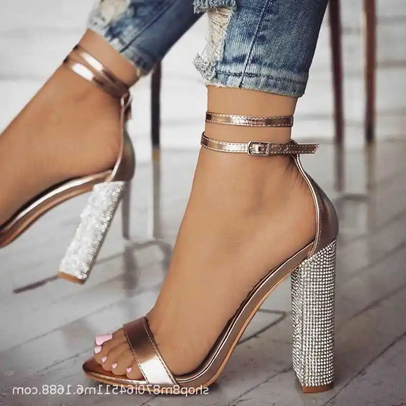 

summer new 2021 Sexy Gold strap high heels