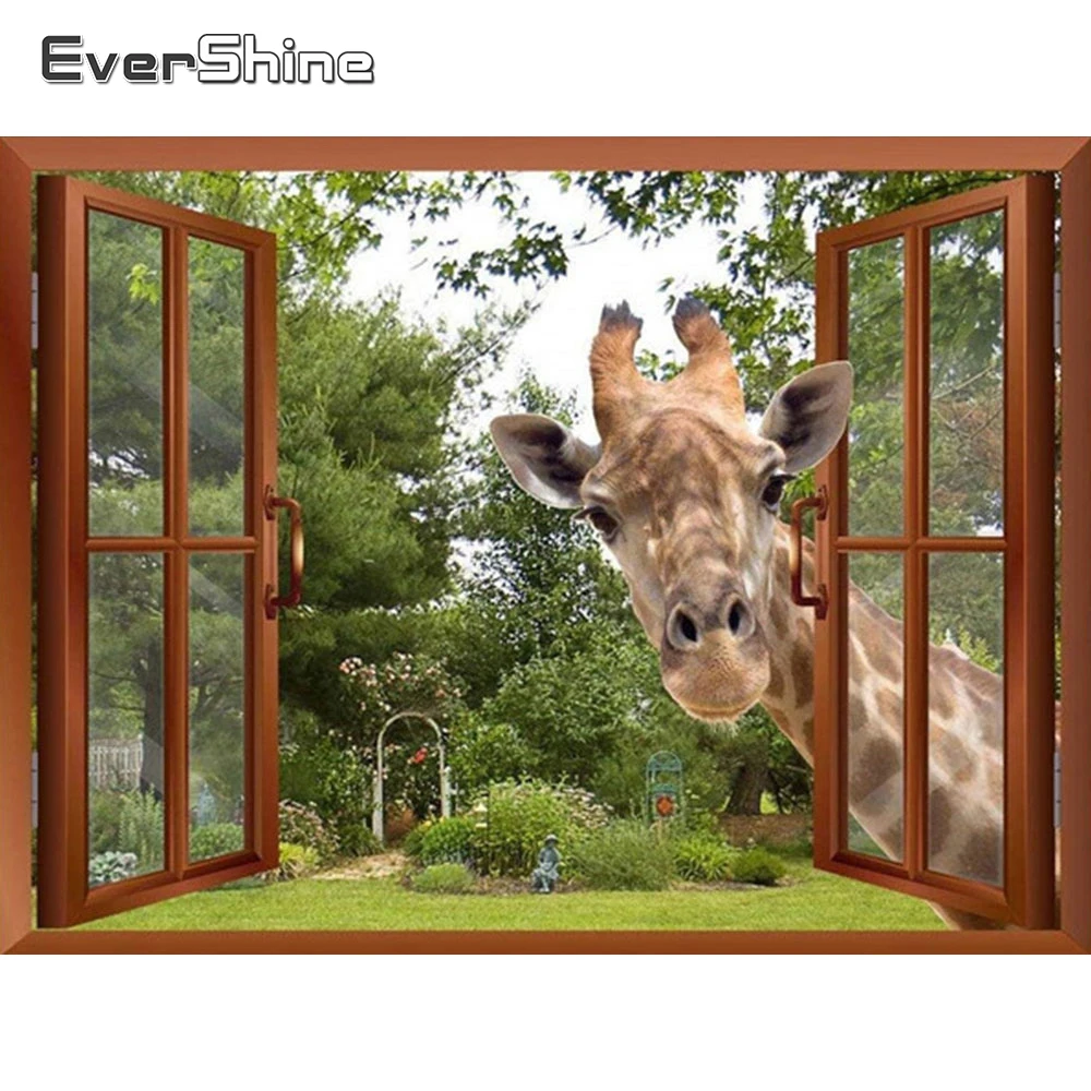 

Алмазная 5D Вышивка EverShine, полноразмерная мозаика с изображением животных, жирафа, стразы, для творчества