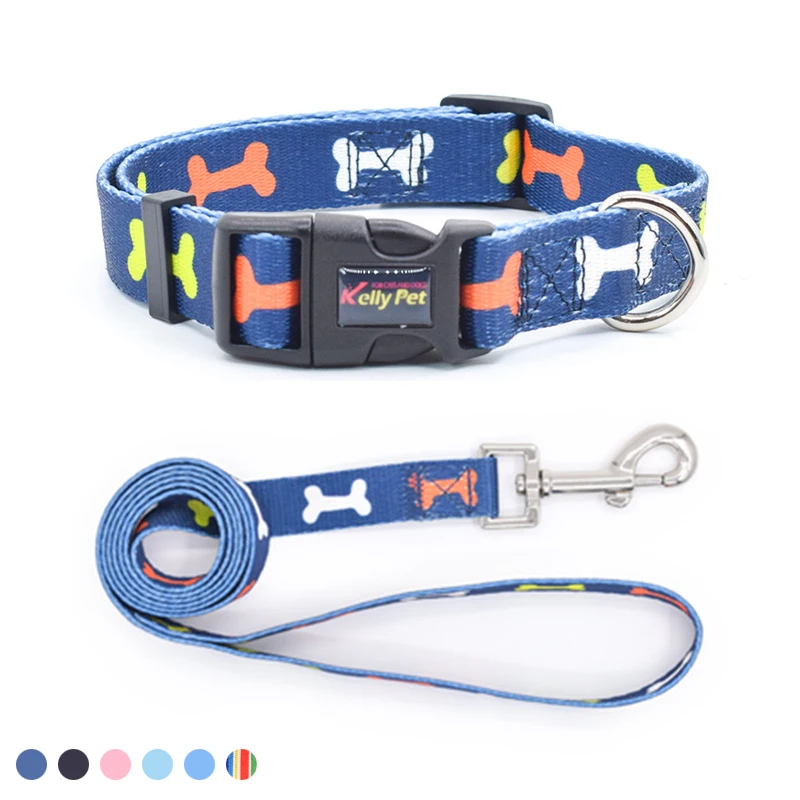 

Pet Outdoor Walk Colorful Dog Collar Cat Traction Rope Set Exquisite Printing Dog Neck Cover Adjustable Blue Pet Puppy Products