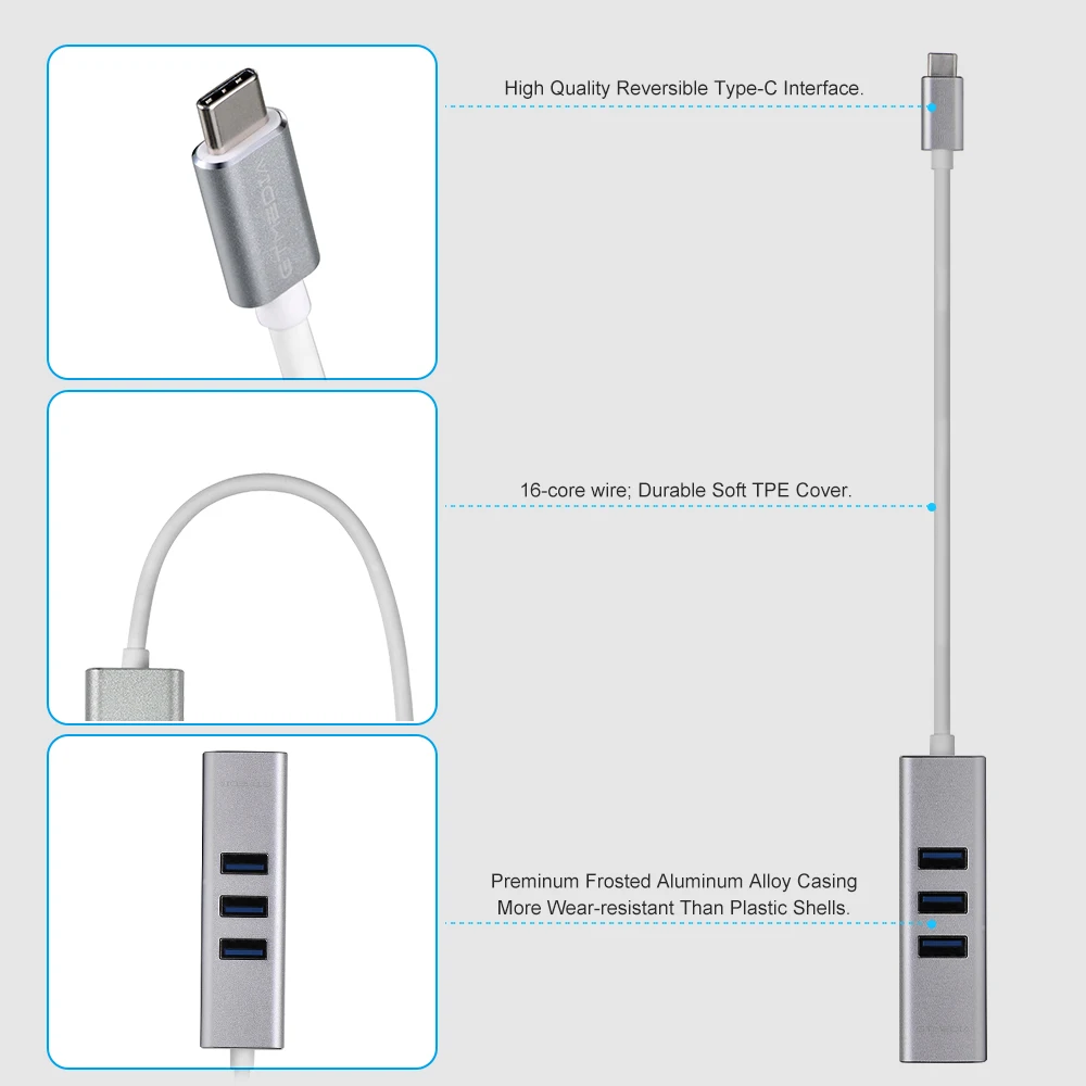 Адаптер GTMEDIA USB Ethernet 3 1 c/m на 3USB3.0 + RJ45 концентратор 10/100/1000 м адаптер для MacBook XIAOMI Samsung