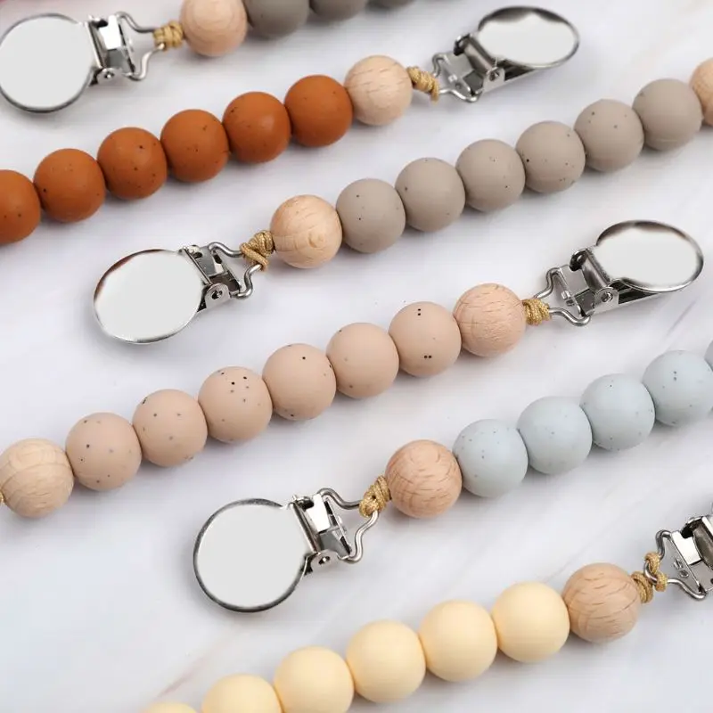 

Dummy Clips Baby Boys Girls Pacifier Chain Silicone Teething Relief Toys Beads Soothie Pacifier Holder Clips Baby Shower 2021