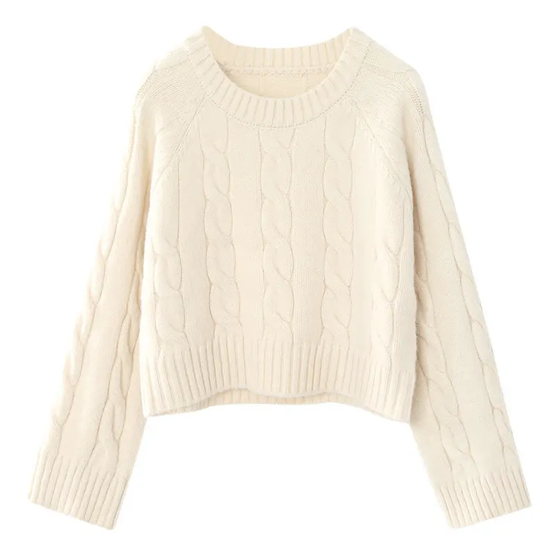 

Autumn Winter 2020 Solid Woman Knitted Short Sweaters Long Sleeve Korean Pullovers Female O-necks Warm Jumpers Elegaht Coat