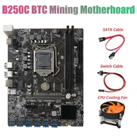 btc b250c mining motherboard with fansata cableswitch cable 12 pcie to usb3 0 graphics card slot lga1151 supports ddr4