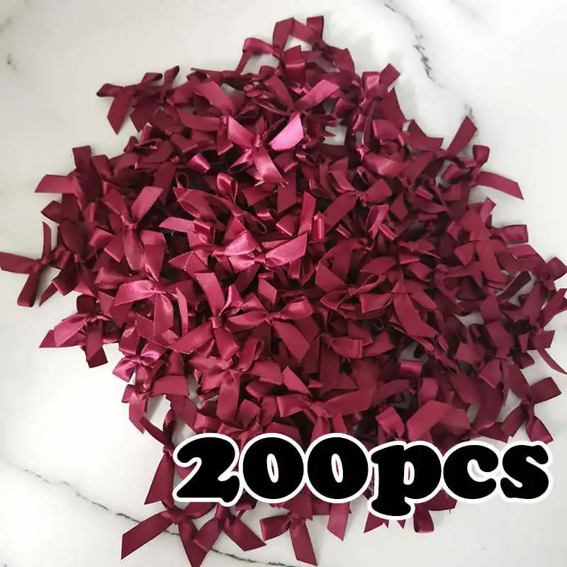 

(200 pcs) fresh pink ribbon bows Small size Polyester Satin ribbon Bow Flower DIY Craft Decoration