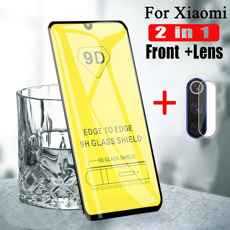 

Закаленное стекло 9D 2 в 1 для Xiaomi Mi 11Lite Mi 10Lite Mi 10T Mi 10T Pro Mi 9 Pro Mi CC9E Mi 8, Защитное стекло для задней линзы