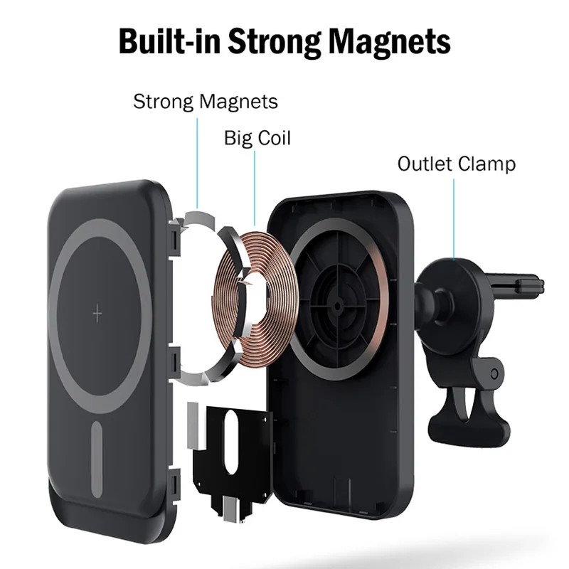 15w fast car magnetic wireless charging for samsung galaxy s8 s9 s10 s20 s21 ultra plus5g car charger stand magnet sticker case free global shipping