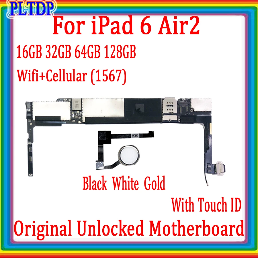 Заводская Разблокировка для iPad 6 Air 2 A1567 материнская плата Wifi + Cellular 100% оригинал