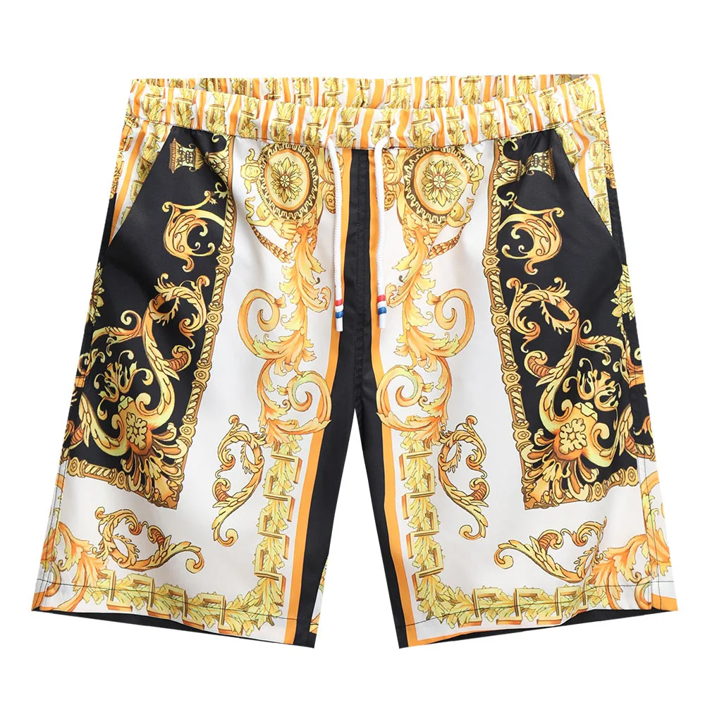 

Men's Retro Ethnic Print Shorts 2021 Summer New Vintage Sporty Casual Five-point Beach Pants Fashion Mens Clothing Plus Size 4XL