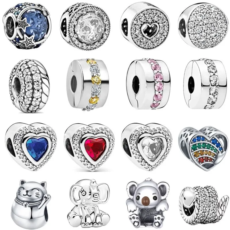 

Fit Original Pandora Charms Bracelets Women Jewelry 2021 New Silver Color Cartoons Animal Lucky Cat Snake Panda Stars Love Beads