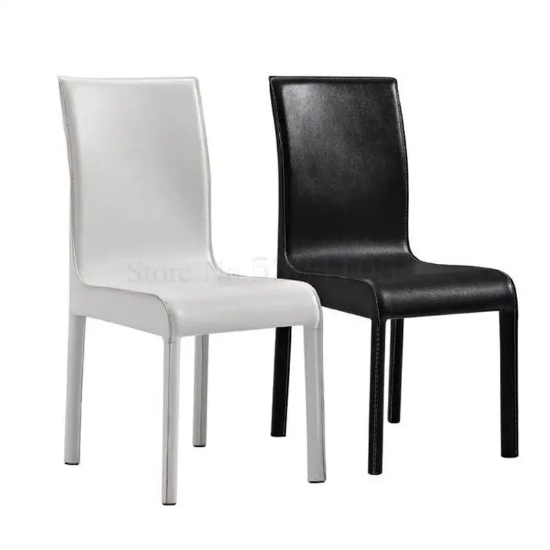 Special Offer Sleek Minimalist Modern Leather Dining Chair Hotel Restaurant Dinette Office Home Black White Stool Back |