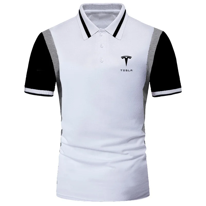 

Tesla Car logo printing 2021 New Man Polo Shirt Men Casual Deer Embroidery Cotton Polo shirt Men Short Sleeve High Quantity polo