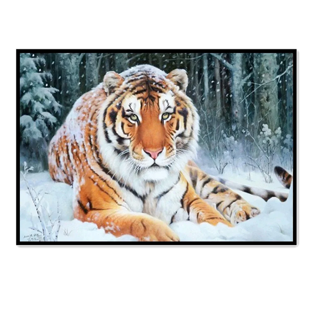 Алмазная 5D картина сделай сам животное снег тигр фотомозаика украшение для дома