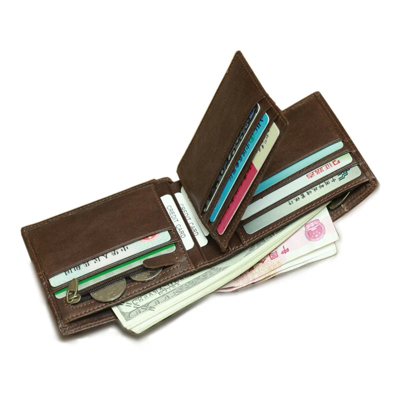 

Male Genuine Leather Wallets Men Wallet Credit Business Card Holders Vintage Brown Leather Wallet Purses High Quality Wallets