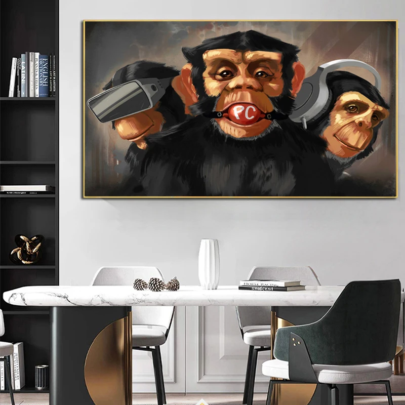 

Wall Art Funny Monkey Animal Canvas Painting Cool Gorilla Poster Print Wall Picture for Living Room Interior Home Decor Cuadros