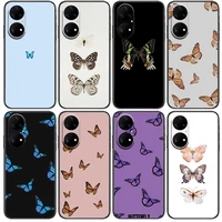 beautiful butterfly pattern phone case for huawei p50 p40 p30 p20 10 9 8 lite e pro plus black etui coque painting hoesjes comic