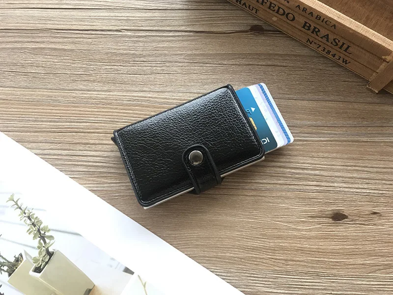 BYCOBECY, новинка, кнопка, кредитный держатель для карт, RFID Блокировка, минималистичный кошелек, всплывающий, защитный чехол для карт, тонкий Противоугонный держатель для ID