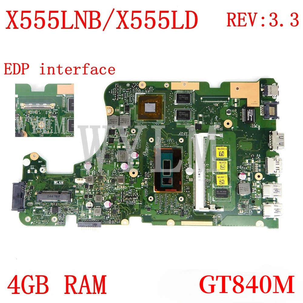 X555LNB EDP интерфейс 4 Гб Оперативная память GT840M REV3.3 материнская плата для ноутбука
