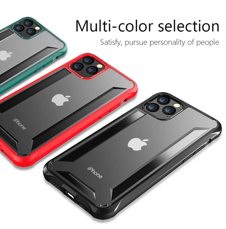 Матовый ударопрочный чехол из поликарбоната с мягкими краями для iPhone 11 Pro Max 7 Plus 8 X