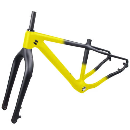 Front half yellow T800 карбоновая рама для снежного жира 1-1/8 to1-1/2 коническая рама 31,6 мм Подседельный штырь рама+ вилка ось через заднюю часть и крюк задний обмен - Цвет: Front half yellow