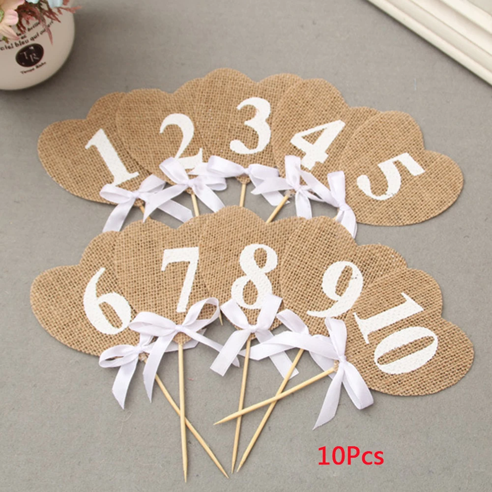 10 шт. баннеры украшения дома реквизит джутовые свадебные с палкой деревенский