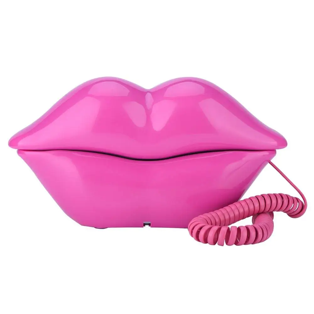 lips telephone cute red mouth shape lip phone corded landline phones for home and office decor pink role play telephone gift free global shipping