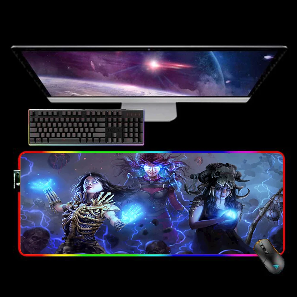 

RGB Path of Exile Mouse Pad Computer Gaming Accessiores Mousepad Mause Pad Rubber No-slip with Backlit Tapis De Souris Mouse Mat