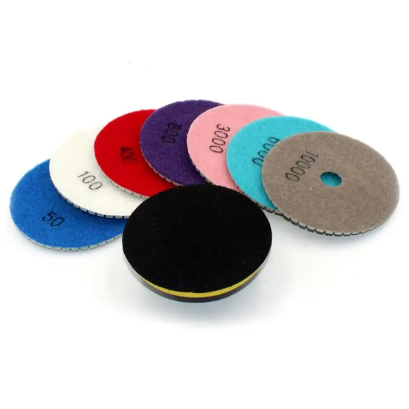 

16pcs/Set Diamond Polishing Pads 4 Inch 100mm Wet/Dry Grinding Discs Kit for Granite Stone Concrete Marble Polishing Use