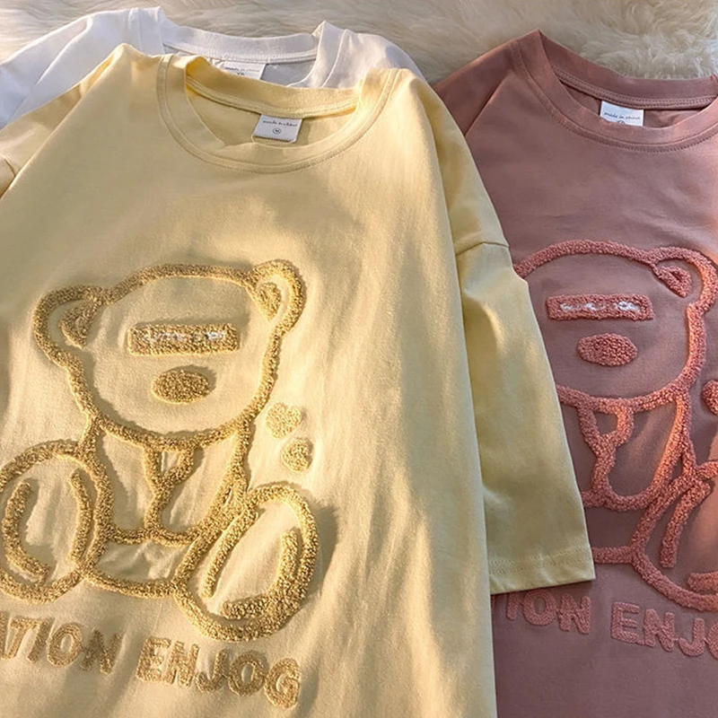 

Футболка женская летняя, оверсайз, с принтом медведя