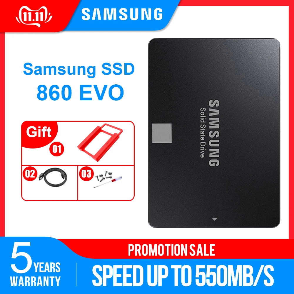 SAMSUNG внутренний EVO SSD 860 250 ГБ 500 ГБ 1 ТБ 2 ТБ 4 ТБ твердотельный диск 2,5 дюймов SATA3 ноутбук Настольный ПК TLC Disco Sata Iii Ssd