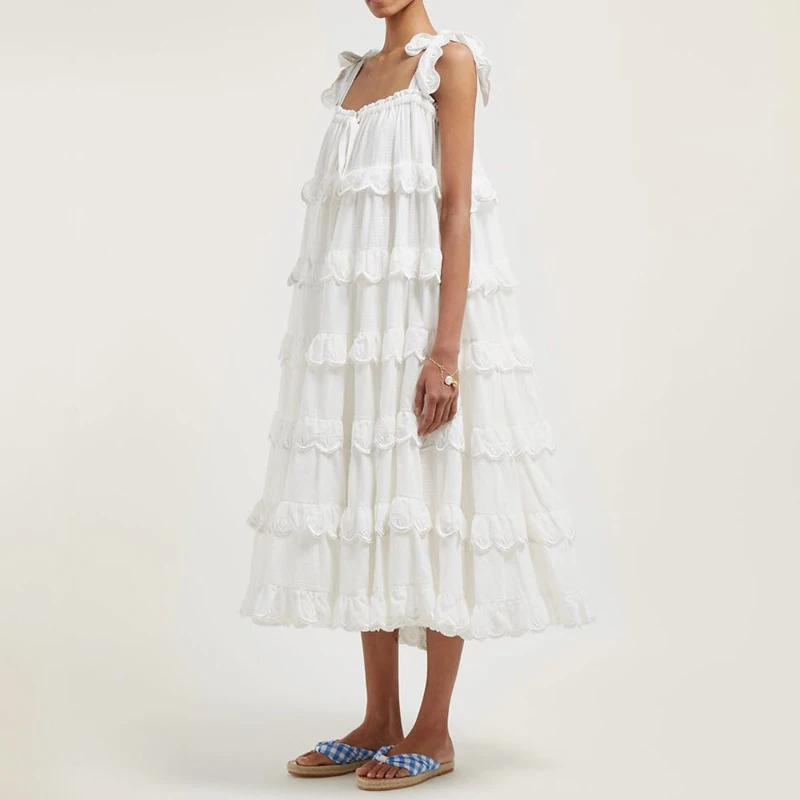 

SISPELL Patchwork Ruffle Dresses For Girls Lace Up Bowknot Sleeveless Loose Women's Casual Dress 2020 Fashion Autumn New