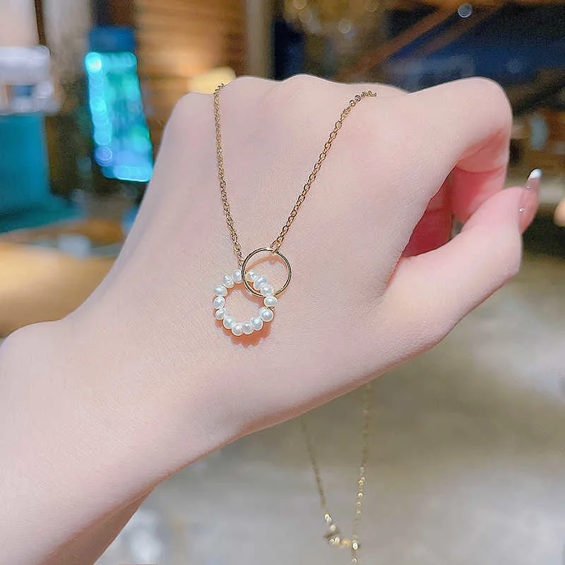 

Recommend Jewelry Geometric Pearl Circle Titanium Steel Irregular Design Clavicle Women Choker Wedding Necklaces for Women Girls