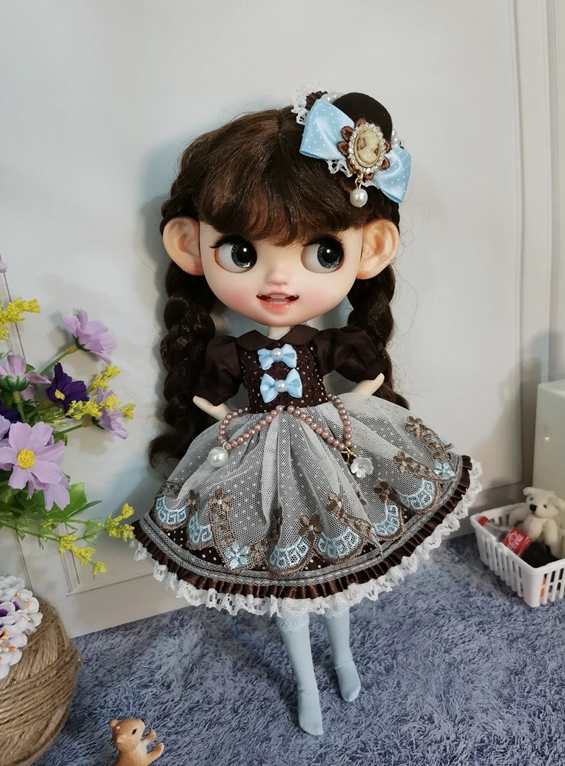 

Женское коричневое платье 1/6 licca, 30 см, ткань для игрушек bjd