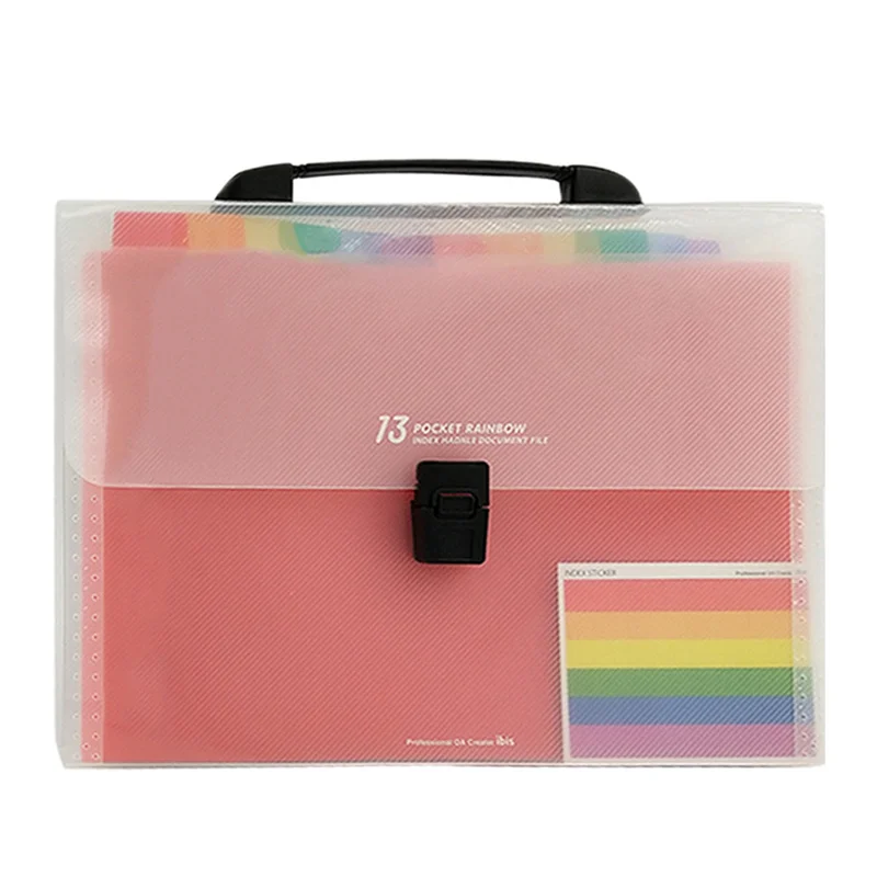 

A4 Plastic Portable File Folder Extension Wallet Bill Receipt File Sorting Organizer Office Storage Bag Folders Filing