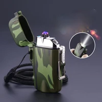 double arc lighter waterproof torch outdoor usb rechargeable cigarette lighter smoking accessories for weed gadgets for men