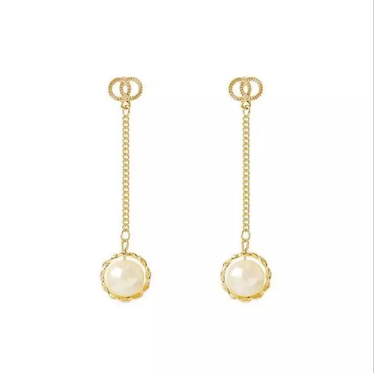 

Chic Fairy Girl Pearl Tassel Earring French High-End Elegant Jewelry Accessories S925 Silver Needles Drop Earring Female Tide