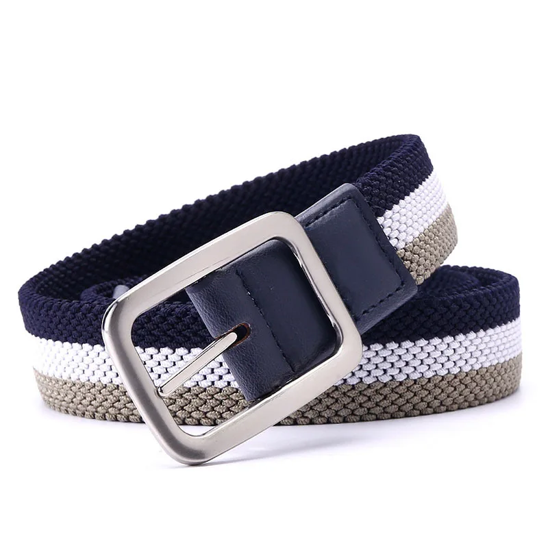 Apparel Accessory Braided Stretch Golf Elastic  Woven Casual Waist Ceinture Without Hole Luxury  Belt Buckle